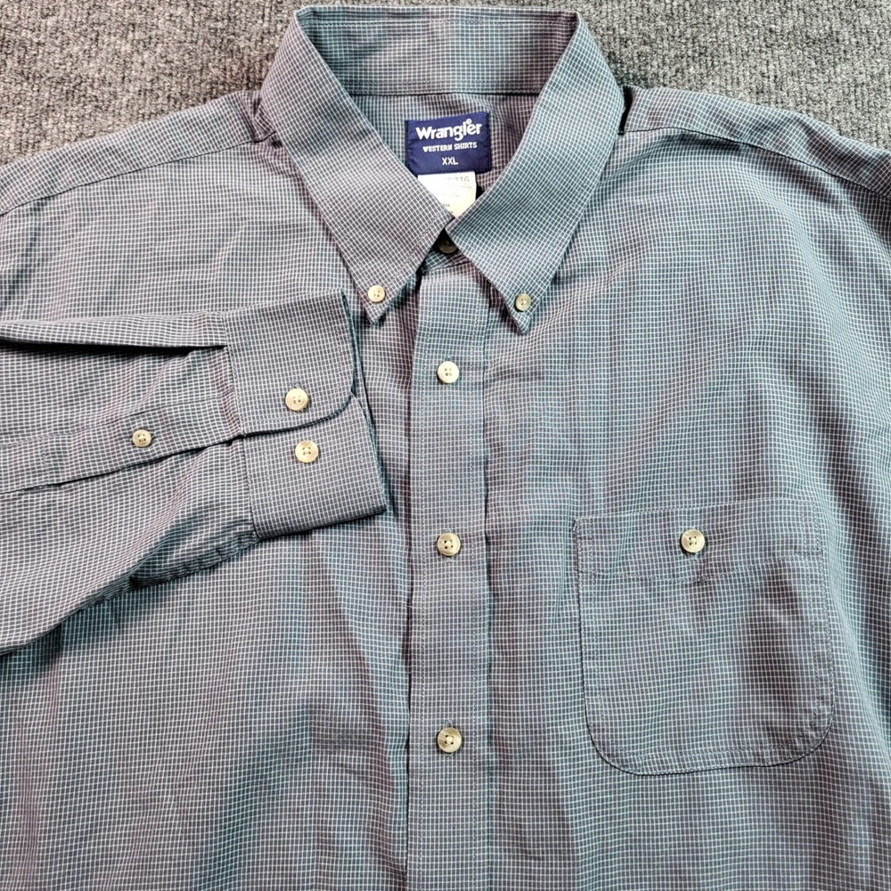 Wrangler Western Shirt Mens XXL Button Up Long Sleeve Plaid Casual